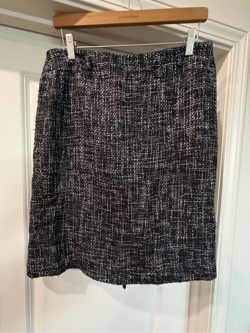 Ann Taylor Black and White Tweed Pencil Skirt